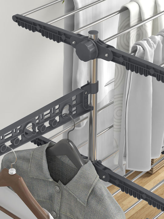 HomCom Stainless Steel Folding Floor Clothes Drying Rack 142x55cm