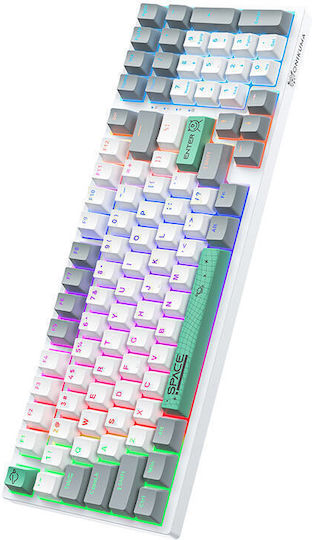 Onikuma G38 Gaming Mechanical Keyboard Tenkeyless with Custom Brown switches and Illuminated keys (English US) White