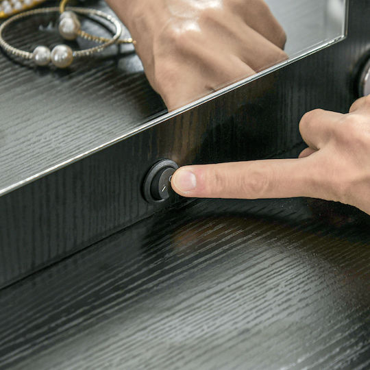 HomCom Oglindă de machiaj cu lumină 150cm Negru