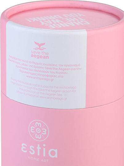 Estia Travel Mug Save The Aegean Glass Thermos Stainless Steel BPA Free 500ml Blossom Rose