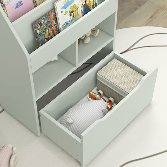Kids Wooden Bookcase Green 60x29.9x90cm