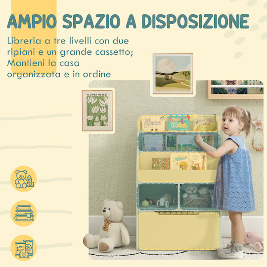 Kids Wooden Bookcase Green 60x29.9x90cm