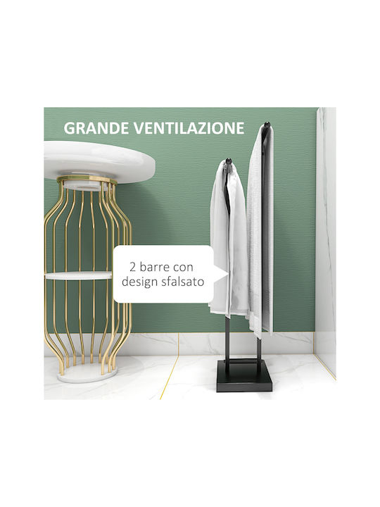 HomCom Single Wall-Mounted Bathroom Rail ​10x10cm Black