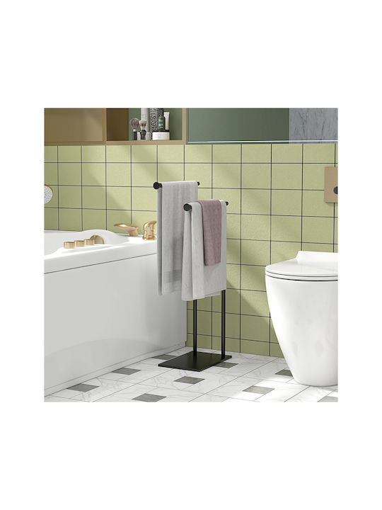 HomCom Single Wall-Mounted Bathroom Hook ​13x13cm Black