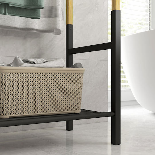 HomCom Single Wall-Mounted Bathroom Rail ​45x45cm Black