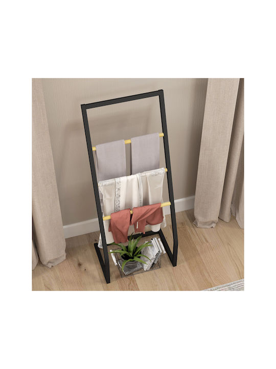 HomCom Ράγα Μπάνιου Μονή Επιτοίχια με Βίδες ​40.5x28cm Inox Μαύρη