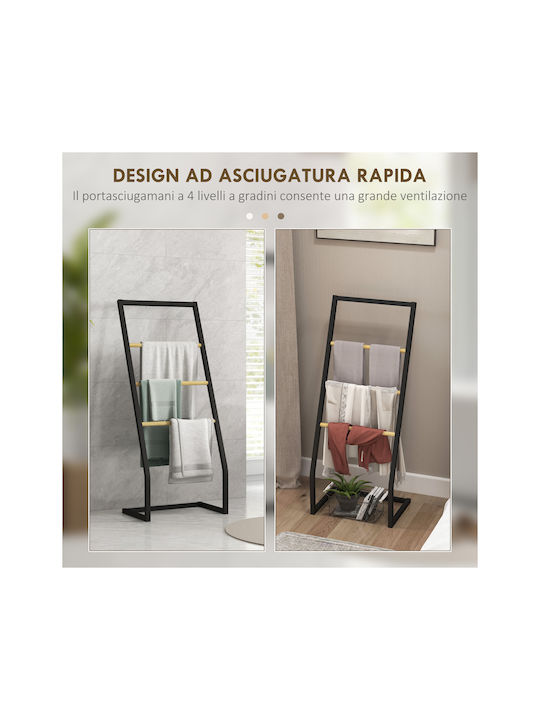 HomCom Ράγα Μπάνιου Μονή Επιτοίχια με Βίδες ​40.5x28cm Inox Μαύρη