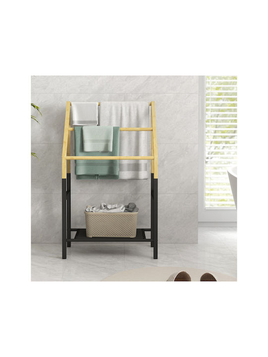 HomCom Ράγα Μπάνιου Μονή Επιτοίχια με Βίδες ​45x45cm Μαύρη