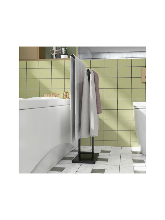 HomCom Single Wall-Mounted Bathroom Rail ​10x10cm Black