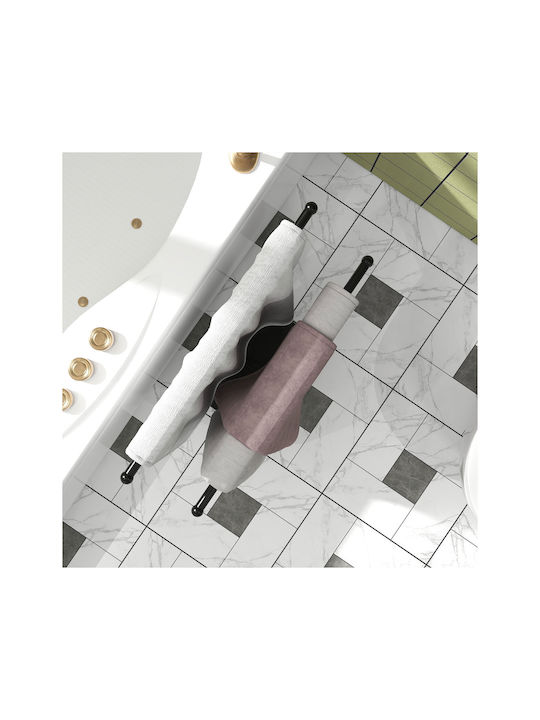 HomCom Single Wall-Mounted Bathroom Rail ​10x10cm Black