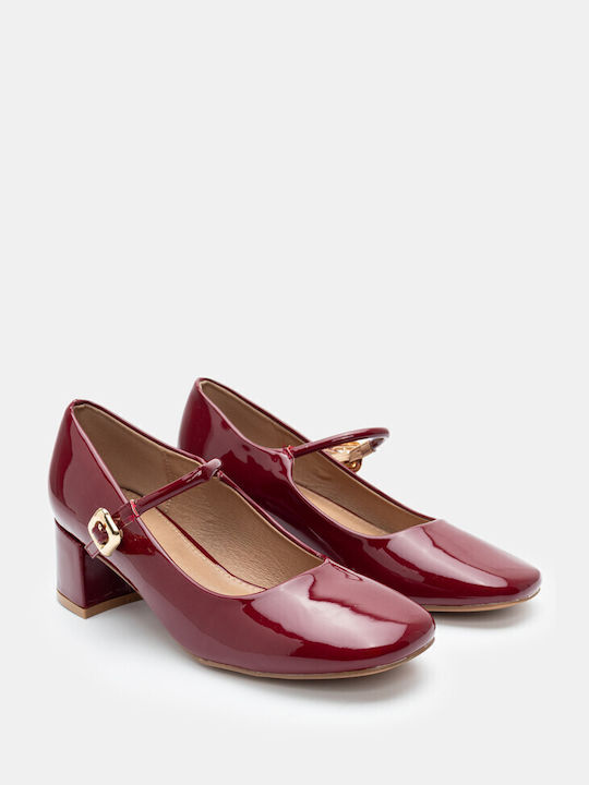 Luigi Pointed Toe Burgundy Medium Heels with Strap