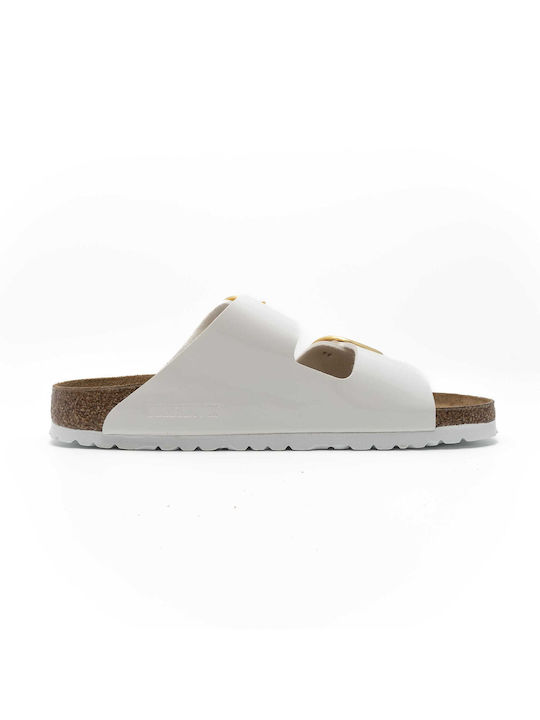 Birkenstock Arizona Big Buckle Patent Women's Flat Sandals in White Color