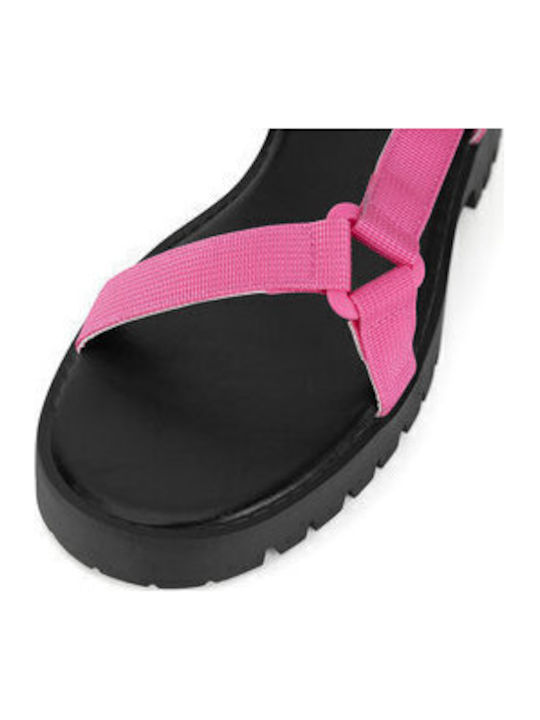 Damen Flache Sandalen Fuchsie