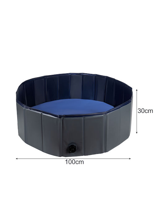 Collapsible Pet Pool Zola Solid Side Walls 100x30 Cm Grey