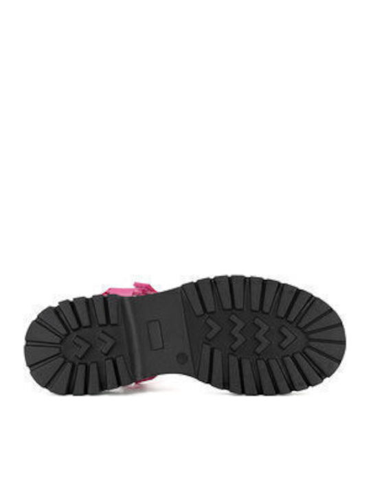 Damen Flache Sandalen Fuchsie
