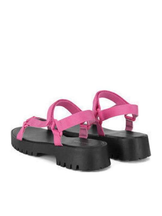 Damen Flache Sandalen Fuchsie