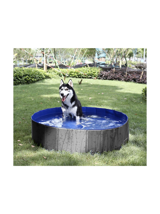 Collapsible Pet Pool Zola Solid Side Walls 100x30 Cm Grey