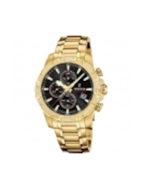 Festina Watch Chronograph Battery with Gold Metal Bracelet