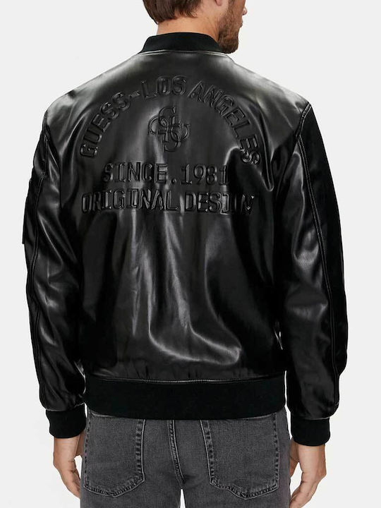 Guess Men's Leather Jacket Black