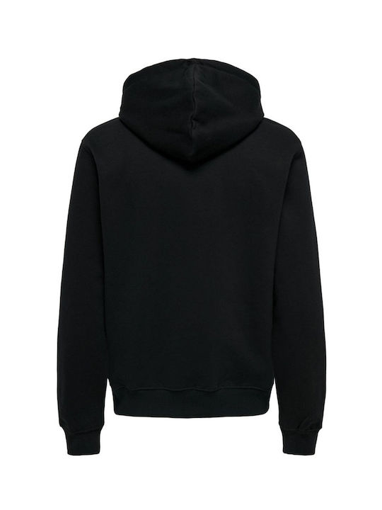 Only & Sons Herren Sweatshirt mit Kapuze und Taschen black