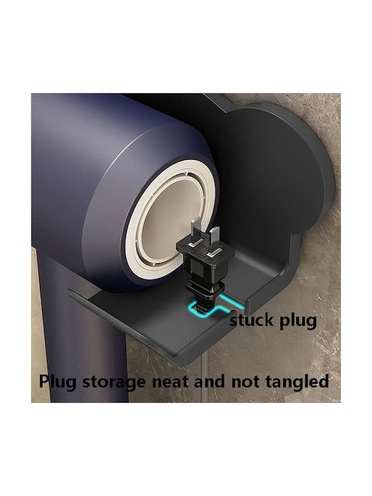 Suport pentru uscător de păr Zola din plastic, orificiu cu diametru de 5,5 cm, 23 x 8,6 x 9,5 cm, negru
