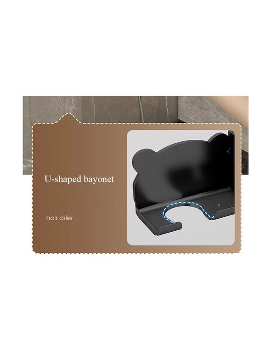 Suport pentru uscător de păr Zola din plastic, orificiu cu diametru de 5,5 cm, 23 x 8,6 x 9,5 cm, negru
