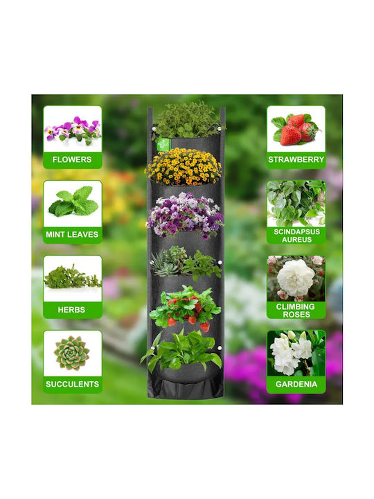 Suport Vertical pentru Flori din Textil Zola cu 7 Buzunare Perfect pentru Plante Aromatice și Suculente Lungime Totală 10