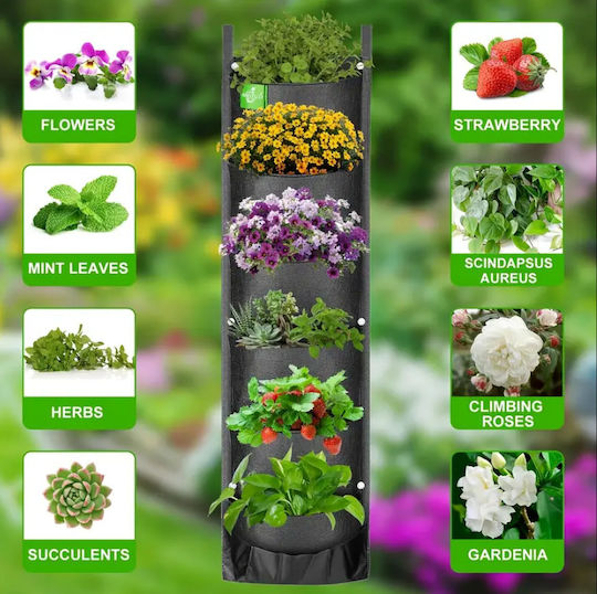 Vertical Textile Flower Holder Zola 7 Pockets Perfect Herbs Succulents Total Length 10