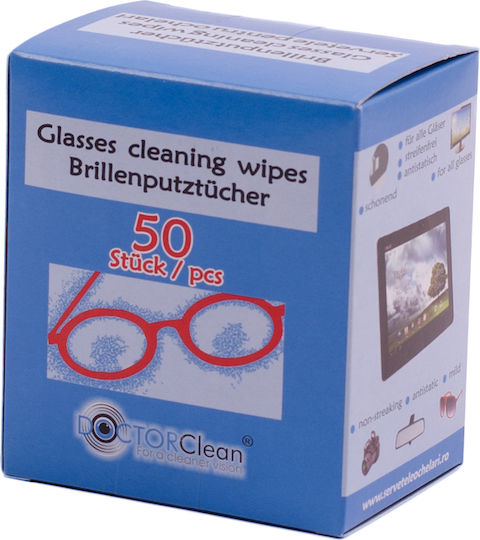 Eyeglass Cleaning Kit 50 Wipes 50ml Cleaning Solution Doctor Clean