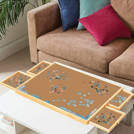 Puzzle Table 4 Drawers Zola Surface Enough 1500 Pieces Pine Mdf Board 90.5 X 68 X 4