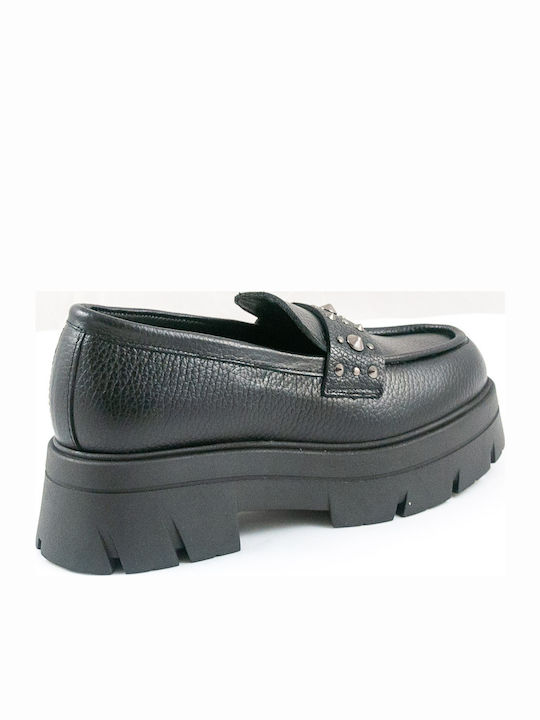Leather Women's Moccasins in Black Color