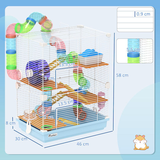 Pawhut Rodent Cage 46x30x58cm