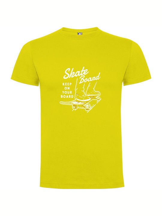 Skateboarder's Trailblazing Moves T-shirt Yellow Cotton