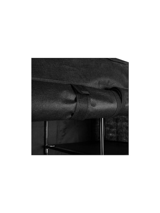Fabric Wardrobe with Zipper and Shelves in Black Color 170x42x170cm