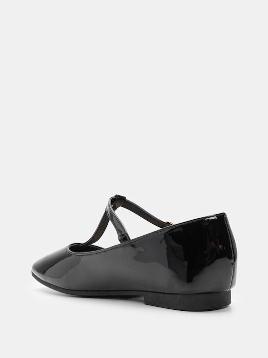 Luigi Synthetic Leather Pointy Ballerinas Black