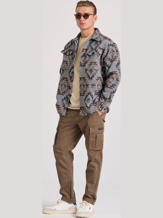 Trousers Cargo Elastic in Regular Fit Lt Coffee Brown