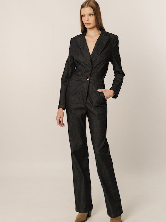 Edward Jeans Women's Denim One-piece Suit Black