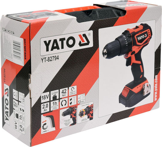 Yato Yato Battery Drill Driver Brushless 18V 1x2Ah