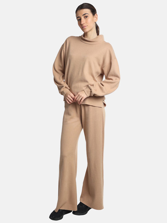 Paco & Co Set Women's Sweatpants Dark Beige