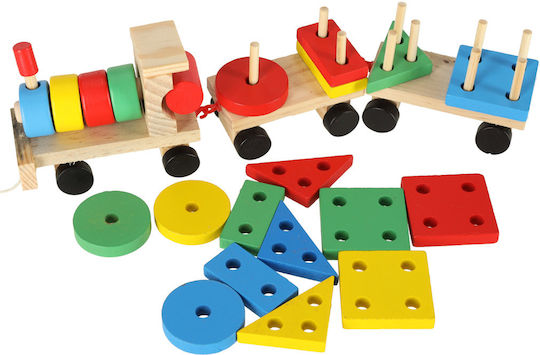 Train Queue Wooden Locomotive Blocks Sorting Puzzle Skill Game 30cm
