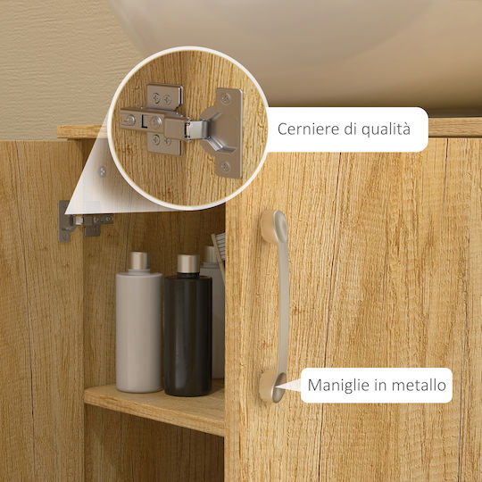 HomCom Waschtisch mit Waschbecken L60xB30xH60cm Natural Color