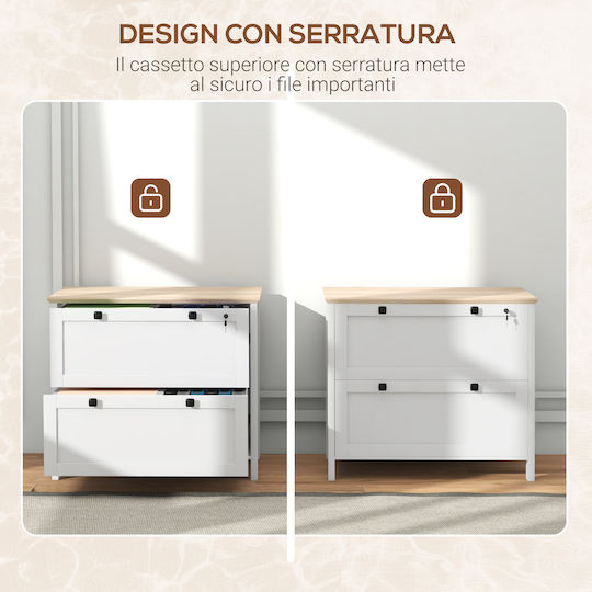 Schublade Büro mit Schloss White 76x40x76cm