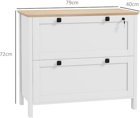 Schublade Büro mit Schloss White 76x40x76cm
