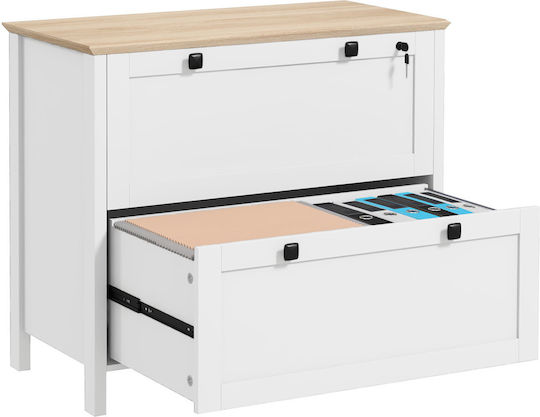 Schublade Büro mit Schloss White 76x40x76cm