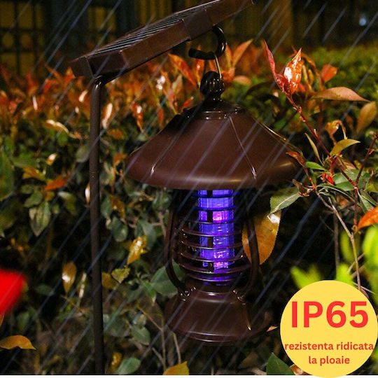 Lampă Solară de Grădină Anti-insecte Țânțari Muște UV LED Material ABS 5W Putere 1.2V 8 Ore Autonomie 2 Moduri de Operare IP65 Șoc Electric 380 Volți 30 x 19.5 cm Mare