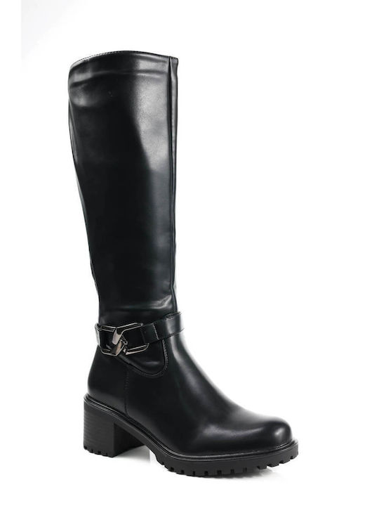 Black Matte Boots with Side Zipper