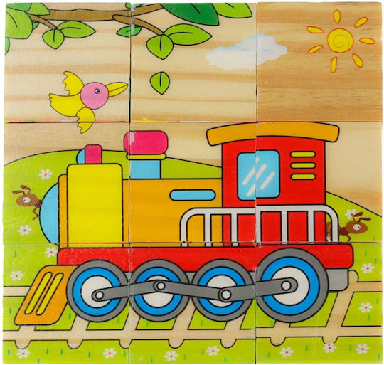 Wooden Educational Puzzle Blocks Vehicles 6in1 9pcs