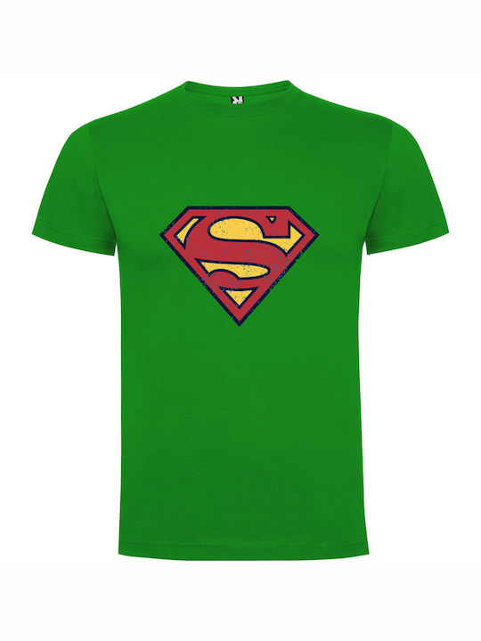 Vintage Superman Emblem T-shirt Superman Πράσινο Βαμβακερό