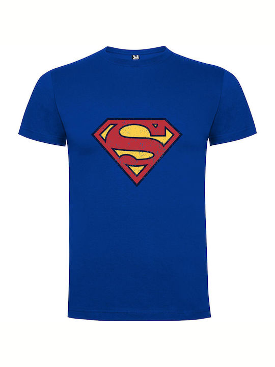 Vintage Superman Emblem T-shirt Superman Blue Cotton