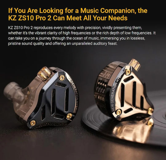 KZ Ακουστικά Ψείρες In Ear ZS10 Pro 2 Μαύρα
